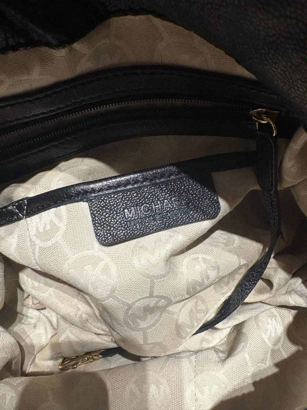 Michael Kors Black Shoulder Bag with gold hardware
